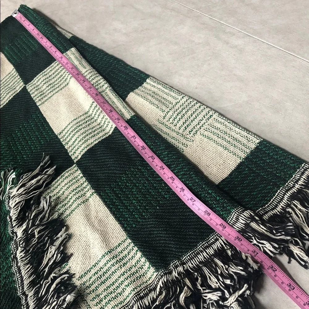 Green Cream Squares 100% Finest Quality Cotton Throw / Bedspread Blanket 50